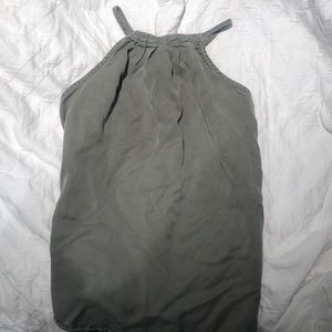 green high-neck halter top